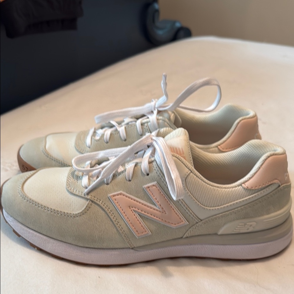New Balance 574 Sand and Pink golf shoes Retro Design - worn once at the range